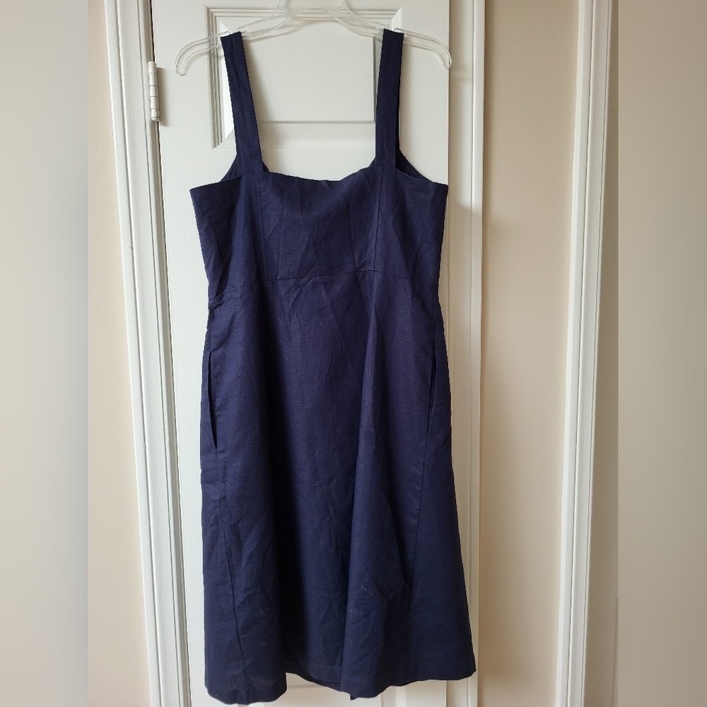 Gap Linen & Cotton Lined Dark Blue Dress with Pockets, Size 6, New With Tags - Picture 3 of 10